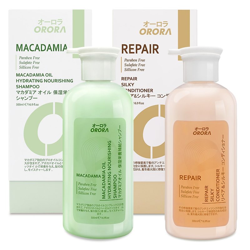 Japan Orora Macadamia Shampoo 500ml+Repair Conditioner 500ml - Shampoos - Other Materials 