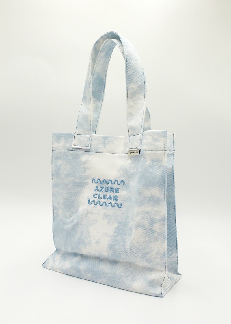 Tie Dye Embroidered Tote Bag - Sky Blue - Handbags & Totes - Cotton & Hemp Blue