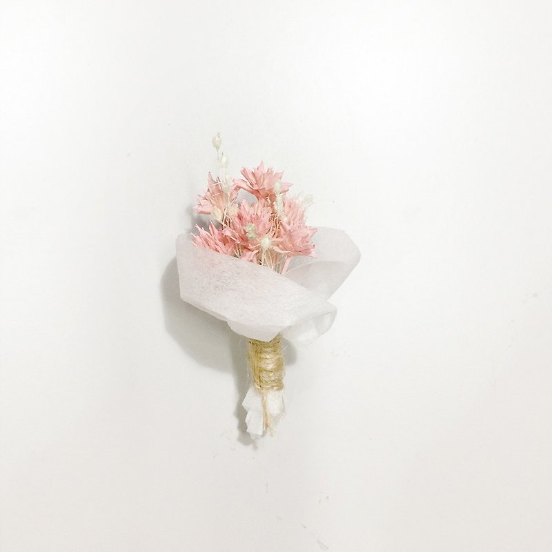 [Q-cute]ドライフラワースモールコサージュシリーズ - ミニスターフラワー - ブローチ - 寄せ植え・花 ピンク
