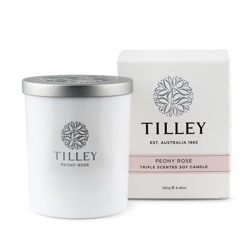 Australian Tilley Royal Original Original Tipsy Soy Fragrance Candle - Peony Rose - Candles & Candle Holders - Glass White