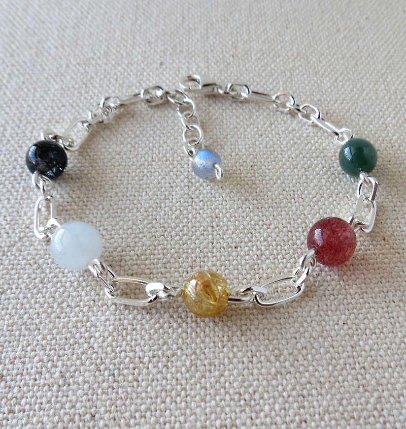 Sterling silver [璀璨光] Lucky lucky five elements bead bracelet **** increase the overall fortune [this year] - Bracelets - Gemstone Multicolor