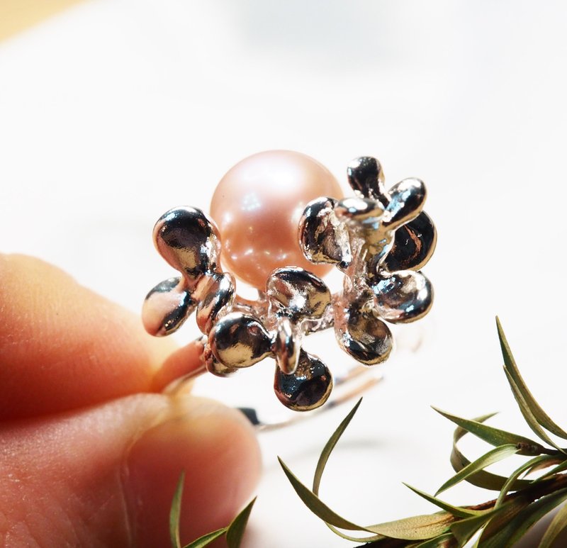 925 Silver Pearl Succulent Ring - แหวนทั่วไป - ไข่มุก สีเงิน