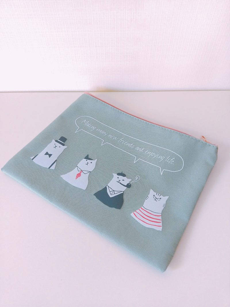4 cat storage bag multi-purpose debris bag meow star pencil case - Other - Other Man-Made Fibers Green