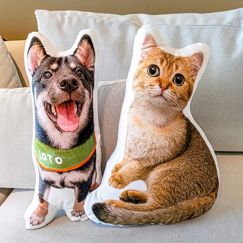 Pet and portrait photo simulation pillow | Memorial | Dog | Cat | 30-60cm (home delivery) - หมอน - ผ้าฝ้าย/ผ้าลินิน 