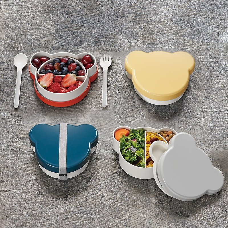 【Tak】Kids Dish Bear Lunch Box/Partition Box (Four Colors Available) - Children's Tablewear - Resin Multicolor