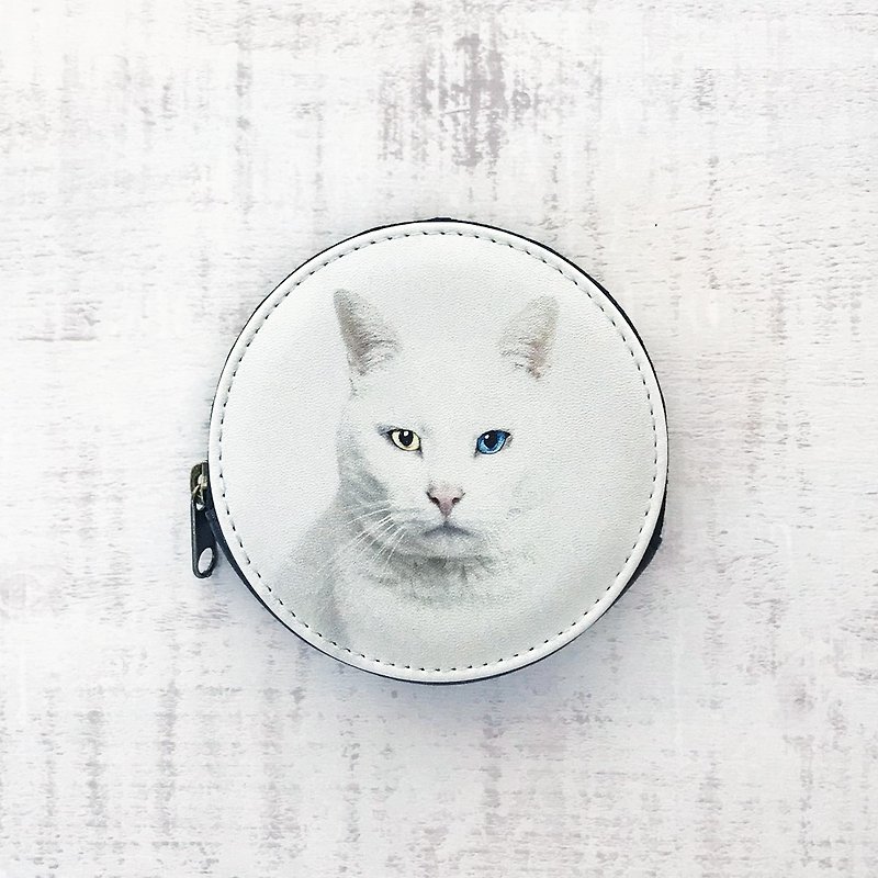 コインケース 白猫オッドアイ / 小銭入れ 財布 猫 宇宙 宇宙猫 動物 星 - 散紙包 - 人造皮革 白色