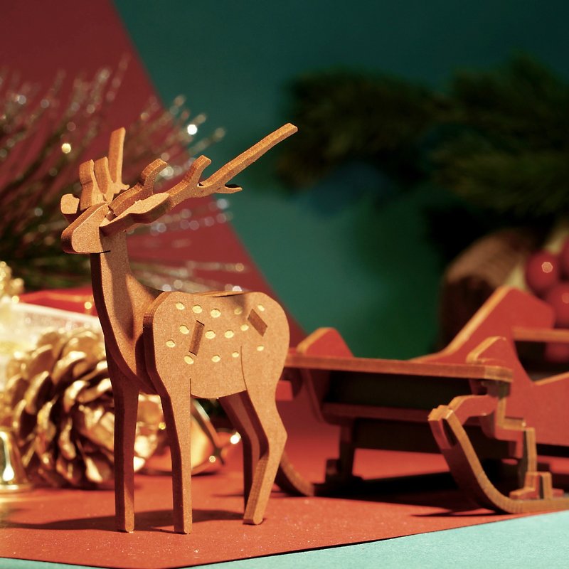 "鹿"そり|「デスクトップクリスマス」限定シリーズ - 木工/竹細工/ペーパークラフト - 木製 ブラウン