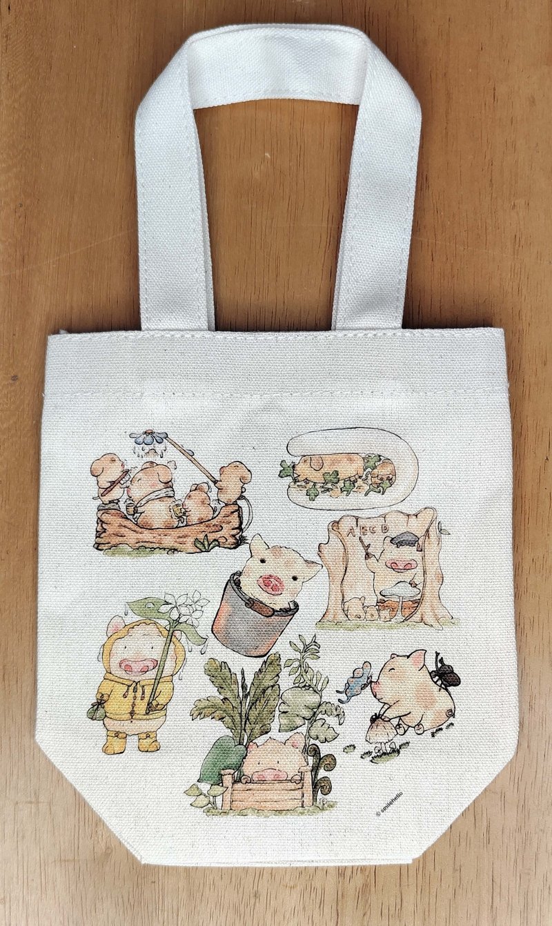 Beverage bag/canvas bag/reusable bag/carrying bag/shoulder bag pig (can hold hand-cranked drinks) - Handbags & Totes - Other Materials Multicolor