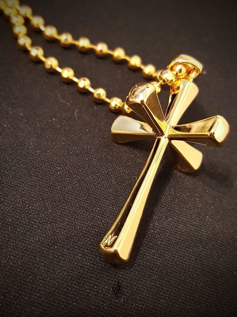 3D Cross 18K金 設計款項鍊 - 項鍊 - 其他金屬 金色