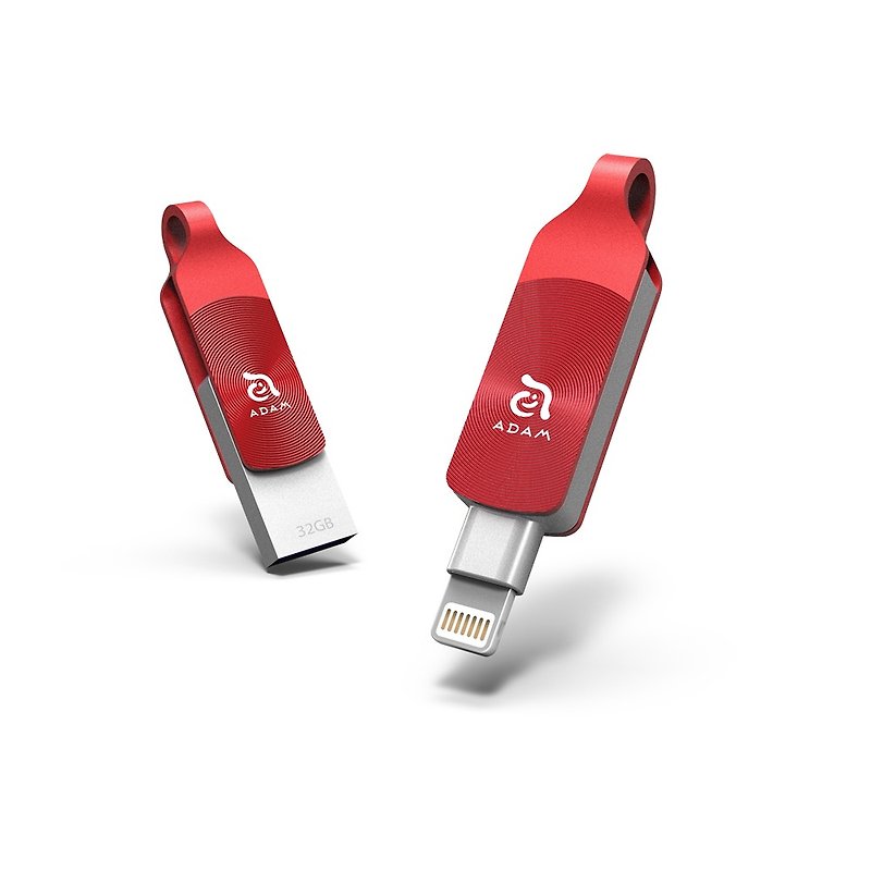 Limited Edition Gift | iKlips DUO + ​​Apple iOS bidirectional rotary flash drive 32GB red 4714781446303 - แฟรชไดรฟ์ - โลหะ สีแดง