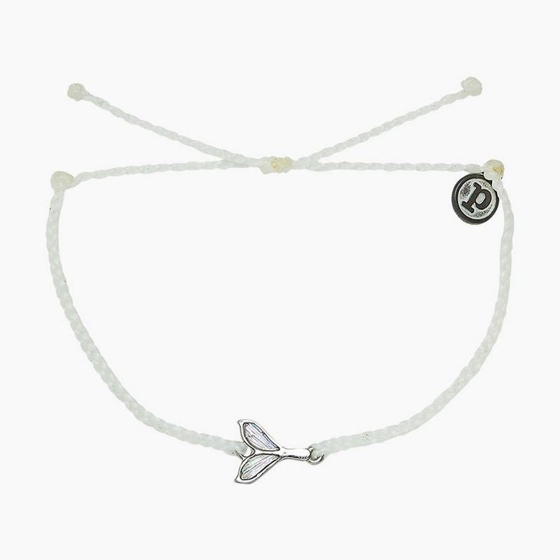 Pura Vida USA Handcrafted Silver Mermaid Tail White Wax Wire Surf Bracelet - Bracelets - Waterproof Material White