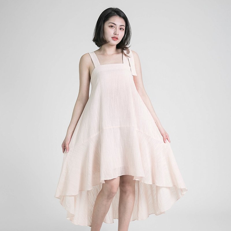 Silk Road 絲路魚尾洋裝_8SF119_粉膚 - 洋裝/連身裙 - 棉．麻 粉紅色