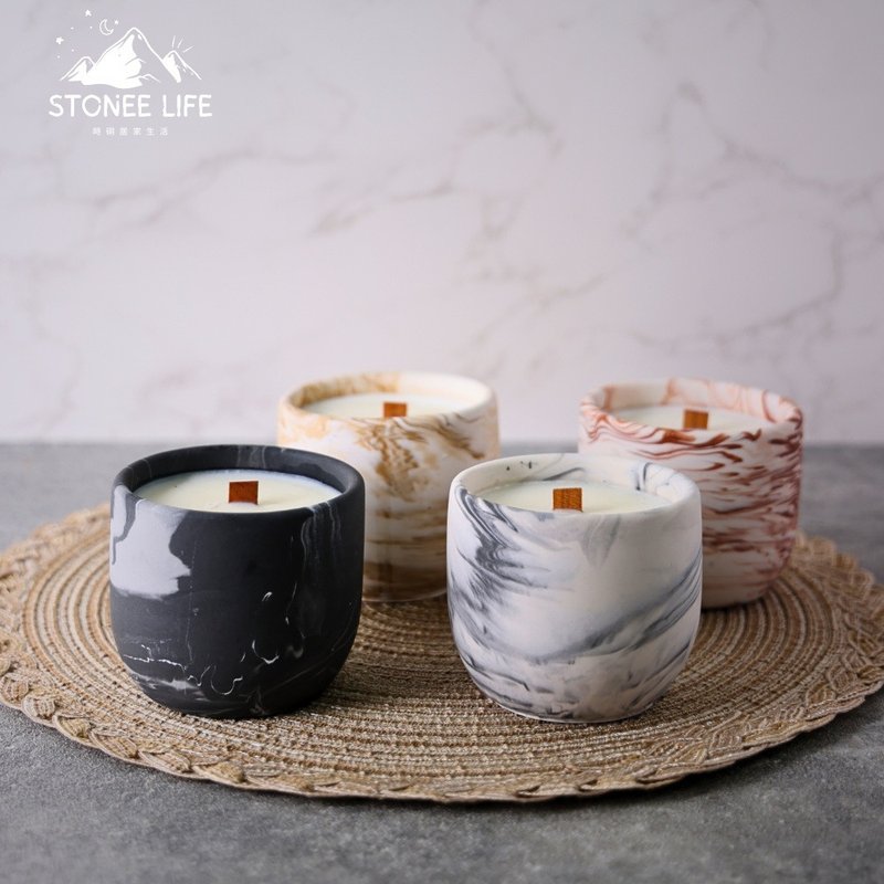 Shidong STONE Fragrance Candle [Arc Style] Handmade Soy Wax Special Fragrance Gift - เทียน/เชิงเทียน - หิน 