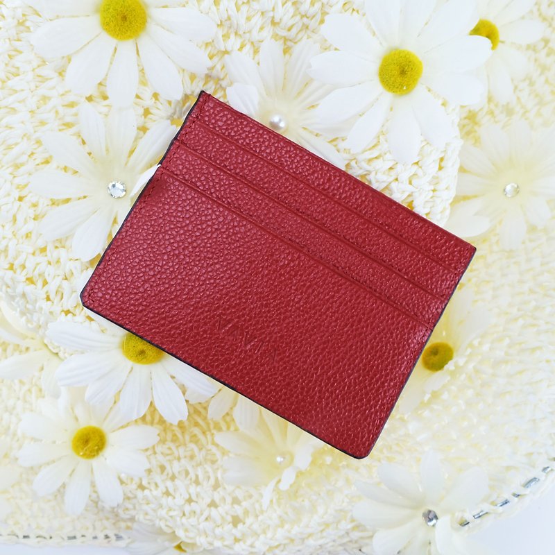 RED : Card Holder - Wallets - Genuine Leather Red