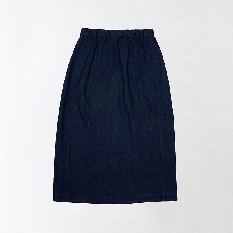 Dark blue. Straight wide skirt - Skirts - Cotton & Hemp 