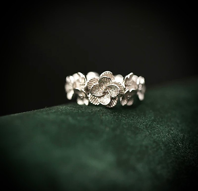 C&W s925 sterling silver exquisite and elegant flowery small fresh and elegant index finger ring - แหวนทั่วไป - เงินแท้ สีเงิน