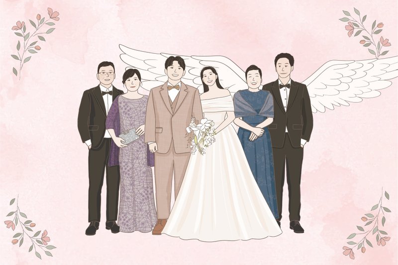 【韓系清新風格 婚紗插畫 婚紗似顏繪設計】電子檔 - 電子似顏繪/繪畫/插畫 - 其他材質 