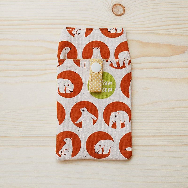 Close-up polar bear pocket pencil case - กล่องดินสอ/ถุงดินสอ - ผ้าฝ้าย/ผ้าลินิน สีส้ม