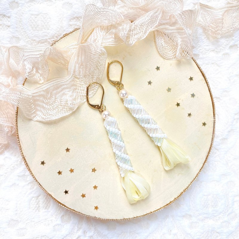 candy twist ribbon earrings - Earrings & Clip-ons - Glass Yellow