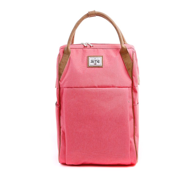 RITE- Urban║漫遊包(L)直款 - 水洗粉紅 - 後背包/書包 - 防水材質 粉紅色