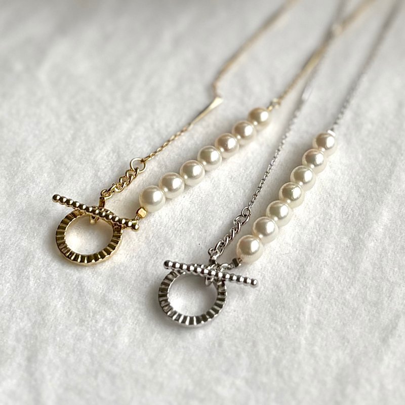 SV 圓環釦 項鍊 Akoya珍珠 可選2色 可變換造型 日本珍珠 珍珠項鍊 pearl necklace - 項鍊 - 珍珠 