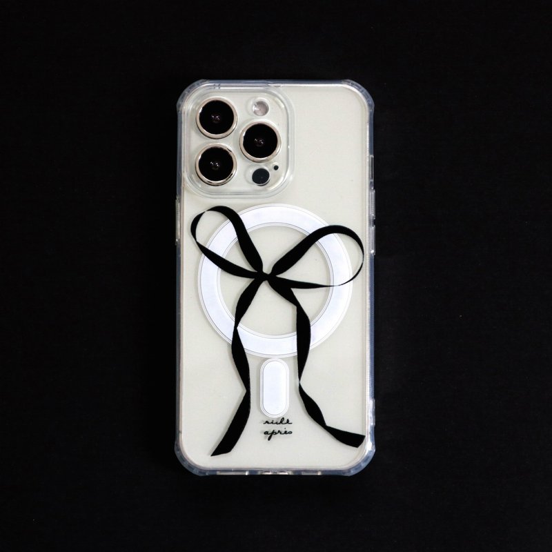 iPhone16.15.14.13 小巴黎蝴蝶結透明magsafe磁吸手機殼 - 手機殼/手機套 - 塑膠 黑色