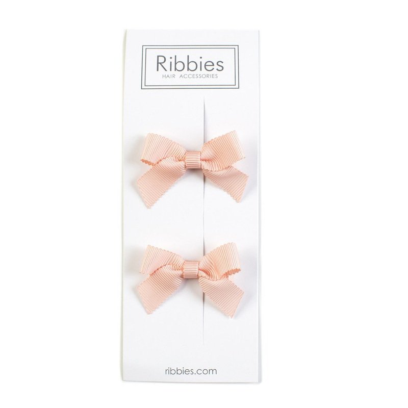 英國Ribbies 經典蝴蝶結2入組-甜桃 髮飾 - 髮夾/髮圈 - 聚酯纖維 