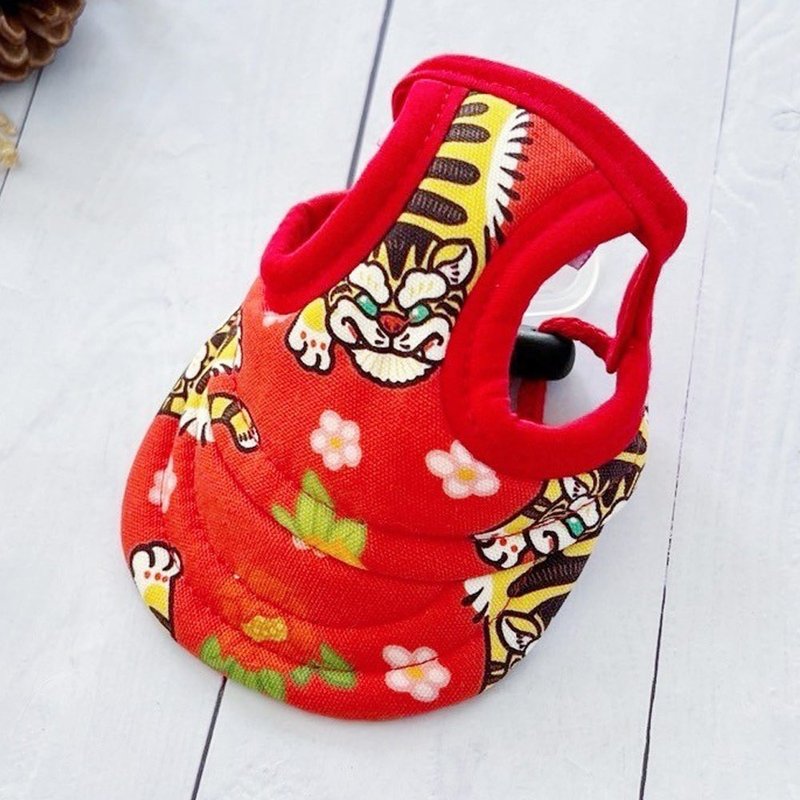 Hakka Tiger Pet Sun Hat Dog Sun Hat S - Clothing & Accessories - Cotton & Hemp Red