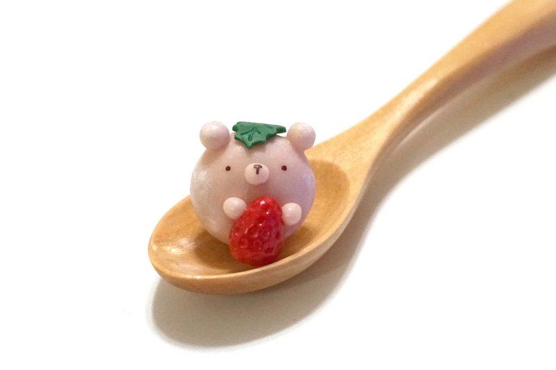HealingKumaCollection ピンクベア いちごとフルーツ ハート パンフレット | シミュレーション ミニ スイーツ - ピンバッジ・ピンズ - 粘土 ピンク