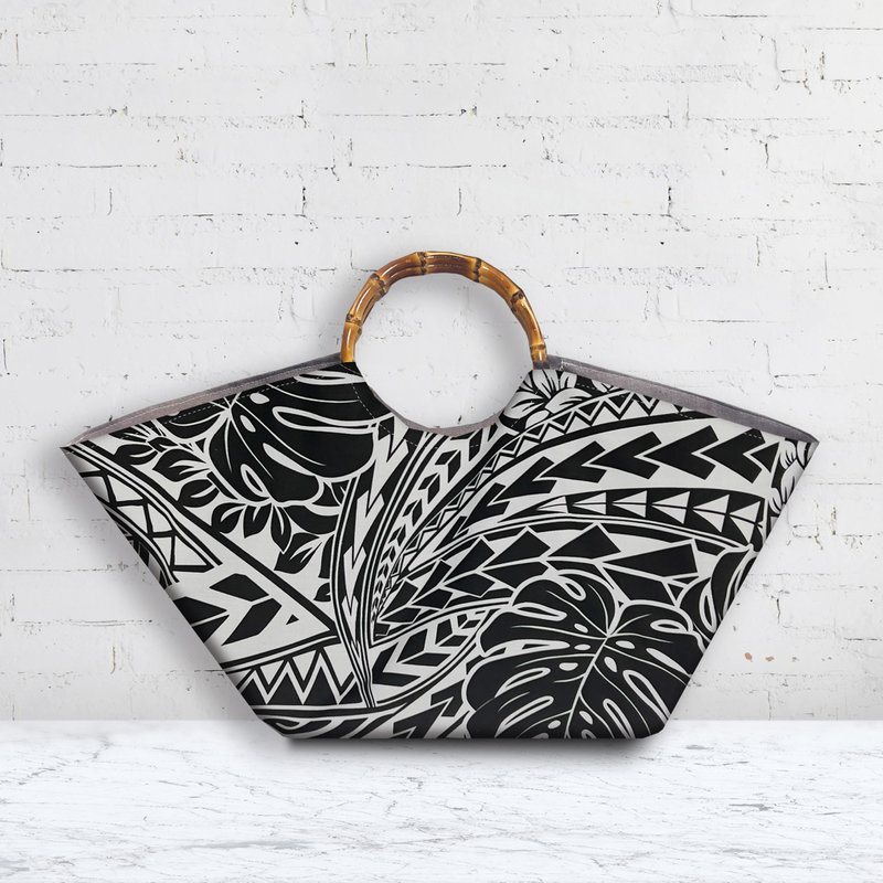 Fan Shaped Tote Bag / Waikā - Handbags & Totes - Cotton & Hemp Gray