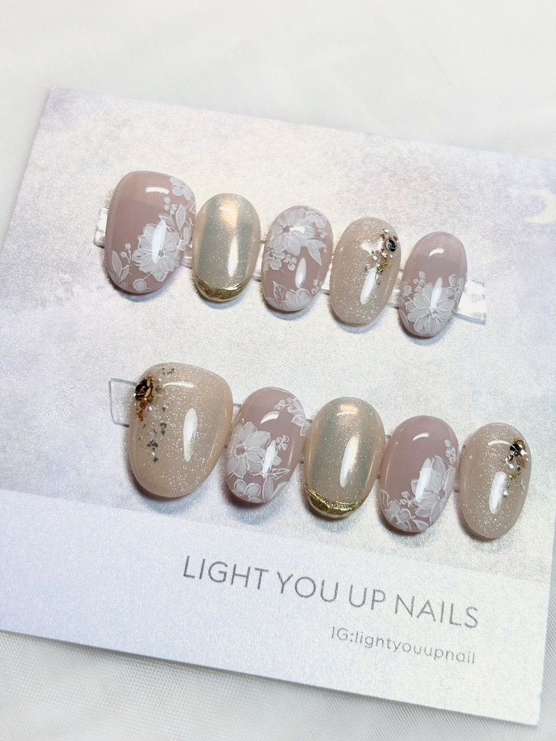 Moonlight Flower Shadow/Wearable Nail/Customized Nail Art Patch NA96 - ยาทาเล็บ - วัสดุอื่นๆ หลากหลายสี