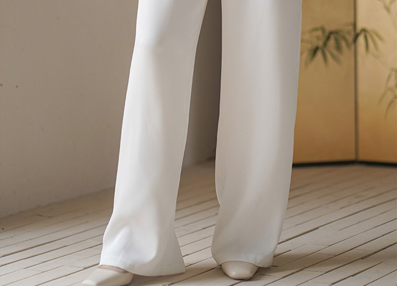 New Chinese style high waist tie versatile drape mopping pants - Women's Pants - Other Materials White