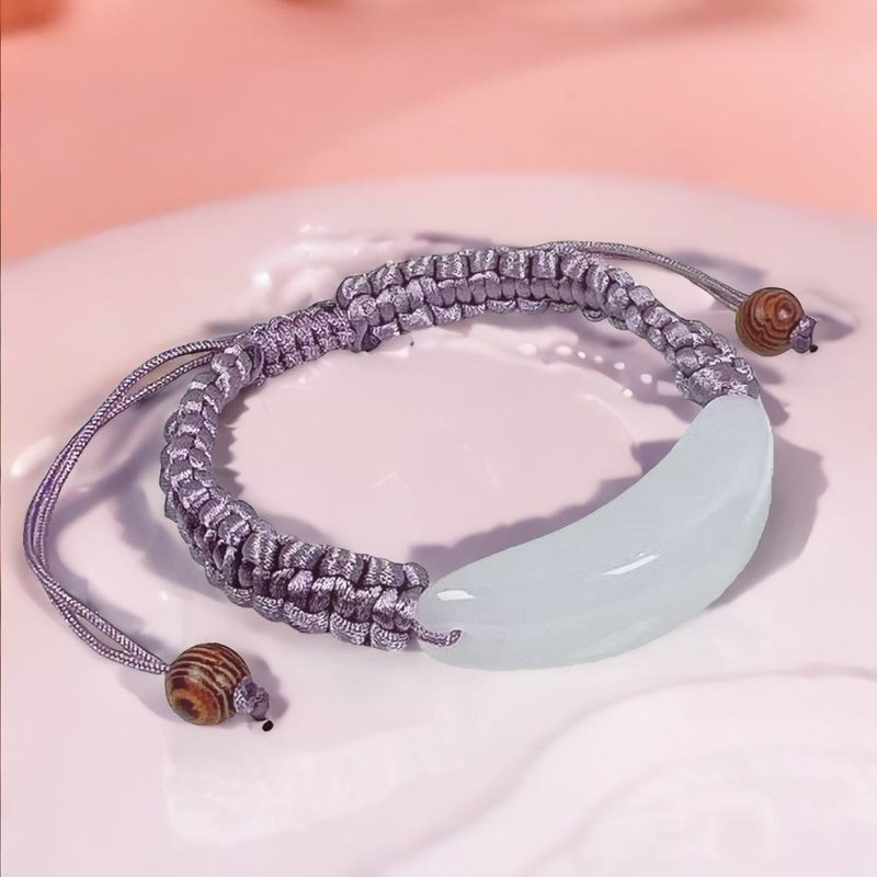 [May Nothing Happen] Ice Jadeite Wushi Brand Braided Bracelet | Natural Burmese Jade A-grade | Gift - สร้อยคอ - หยก ขาว