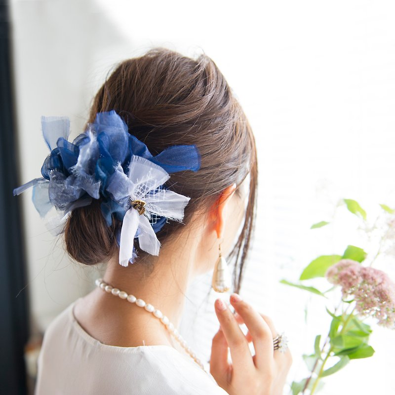 party || night sky || Blooming Sakiami Colourful Hair Scrunchy | Hair Accessory - Hair Accessories - Other Materials Blue