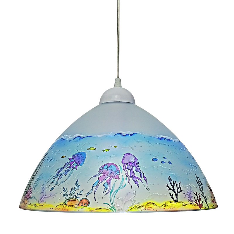 Pendant Light,Nautical Home Decor,Lighting Beach House,Stained glass. - โคมไฟ - แก้ว สีน้ำเงิน