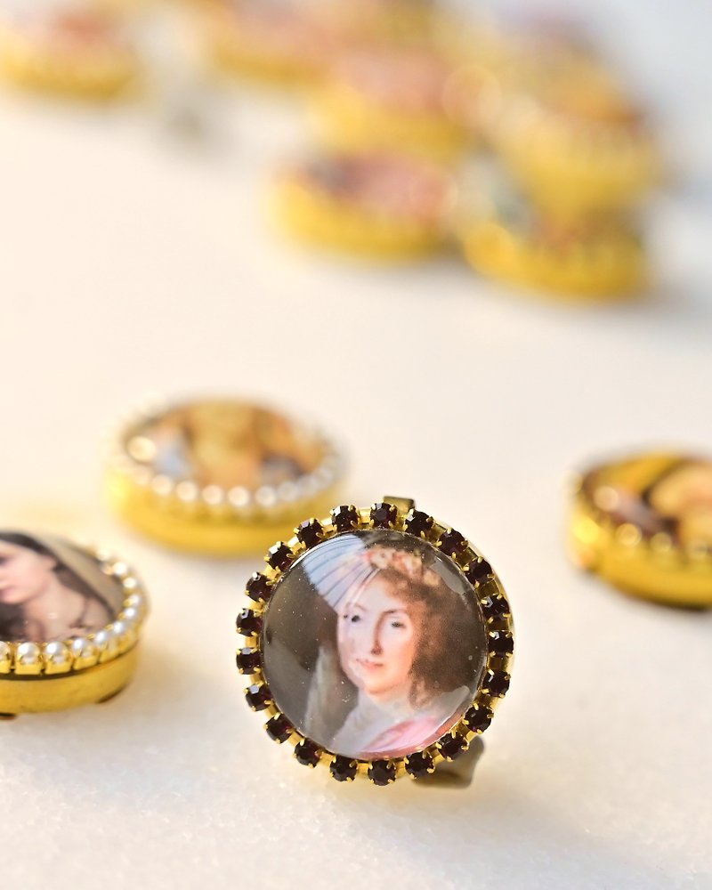 Button Cover Handmade Button Decoration~Chic and Elegant~Famous Painting Series: Portrait of the Countess - Cuff Links - Glass Multicolor