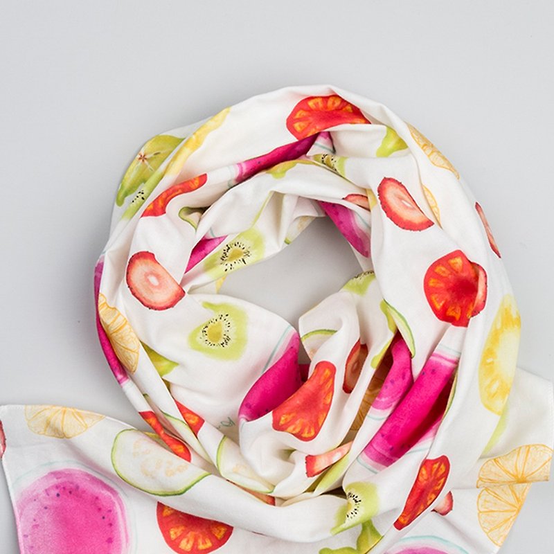 Multi Fruit Fruits-Long Scarf - Knit Scarves & Wraps - Cotton & Hemp 