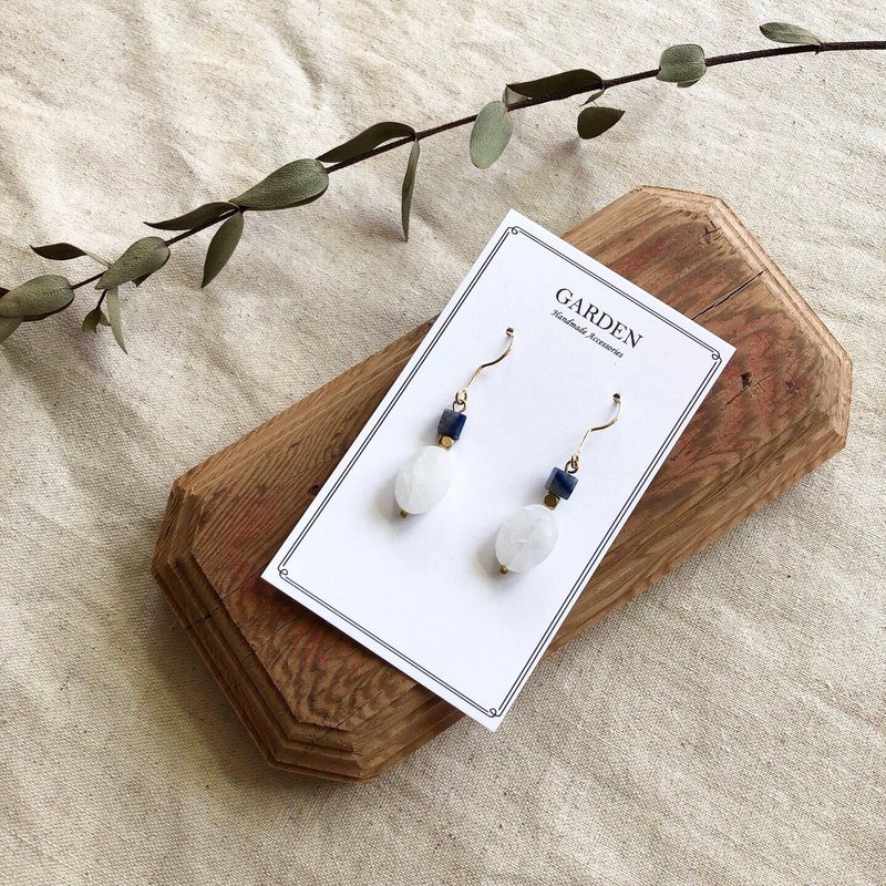 White crystal lapis lazuli earrings - Earrings & Clip-ons - Semi-Precious Stones White