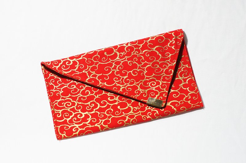 [AnnaNina] handmade double red bag, passbook, cash storage bag, red gold, smart cloud - กระเป๋าเครื่องสำอาง - ผ้าฝ้าย/ผ้าลินิน 