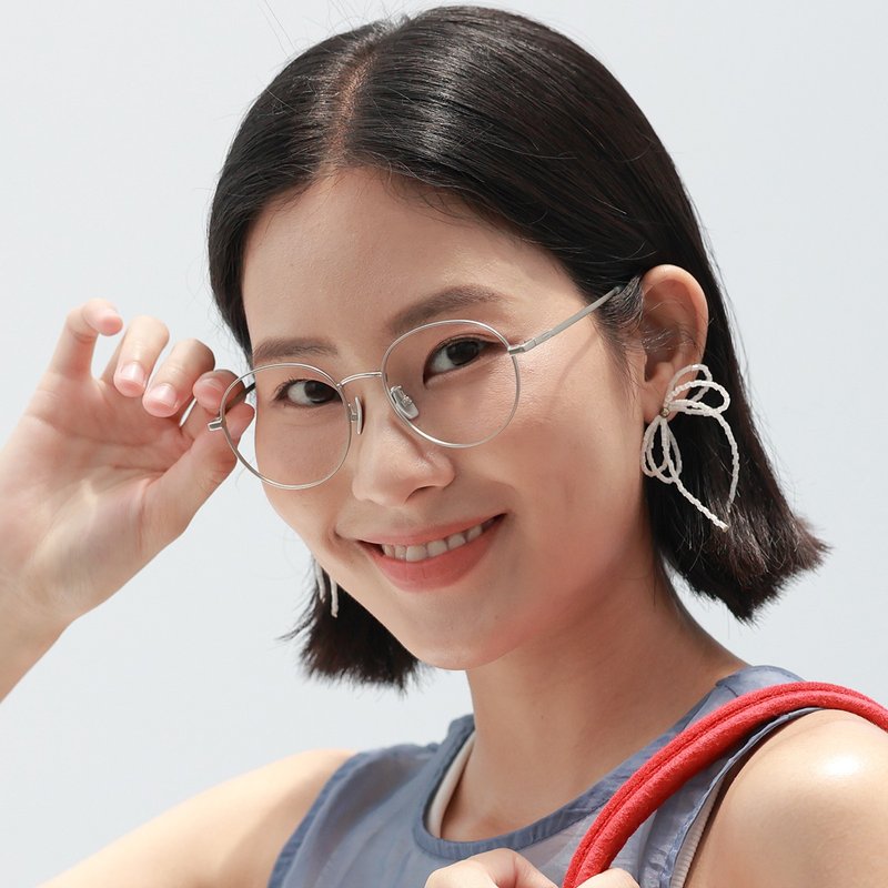鈦金屬波士頓框眼鏡 × FROMEYES 高折射率濾藍光鏡片 - 眼鏡/鏡框 - 其他材質 銀色