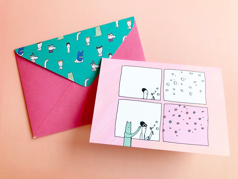 花泡泡 | 卡片(含信封) - 卡片/明信片 - 紙 粉紅色