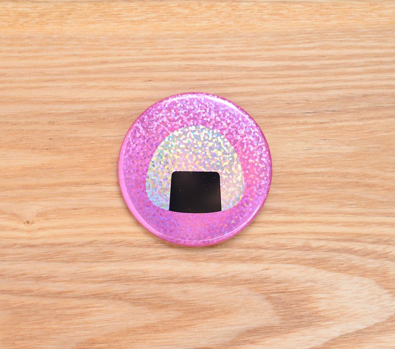 【新作】おにぎり キラキラ缶バッチ  - バッジ・ピンズ - プラスチック ピンク