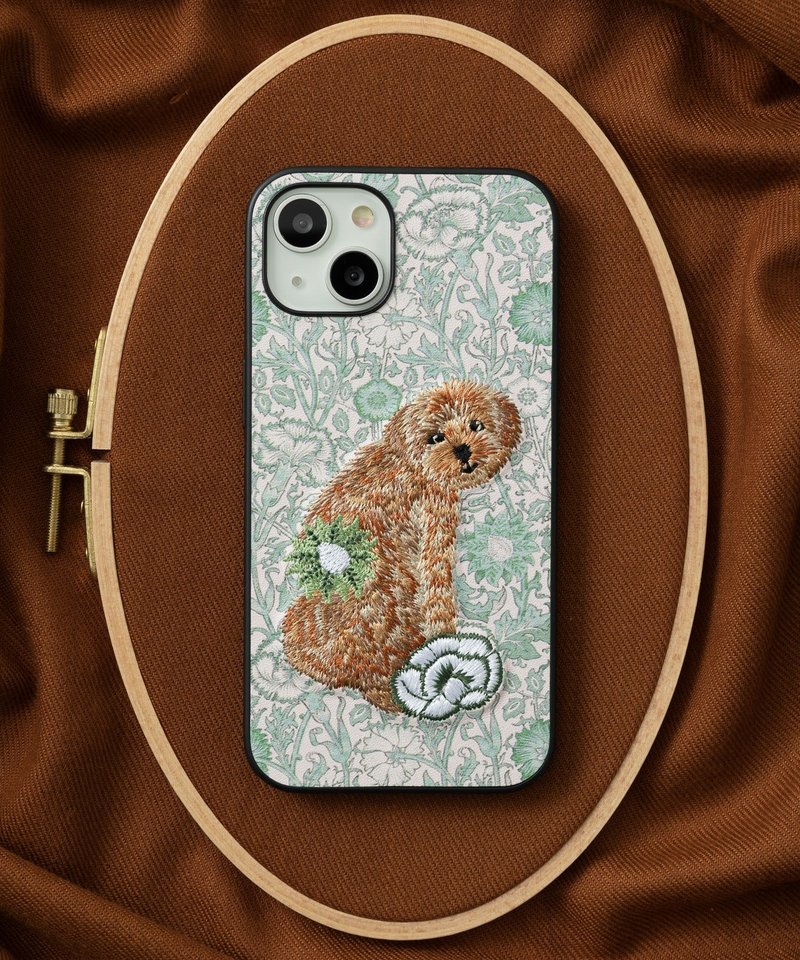 3D Embroidered Smartphone Case iPhone 7/8/SE (2nd/3rd Generation) PU Leather William Morris Cat Animal 07:NAG1360 - Phone Cases - Plastic Multicolor