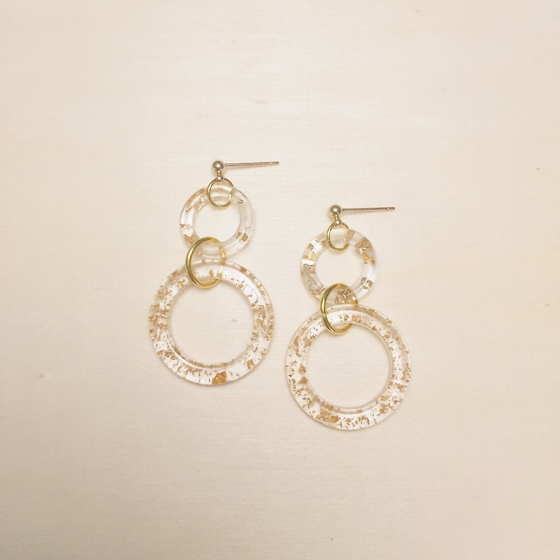 Vintage transparent gold double hoop earrings - Earrings & Clip-ons - Resin Transparent