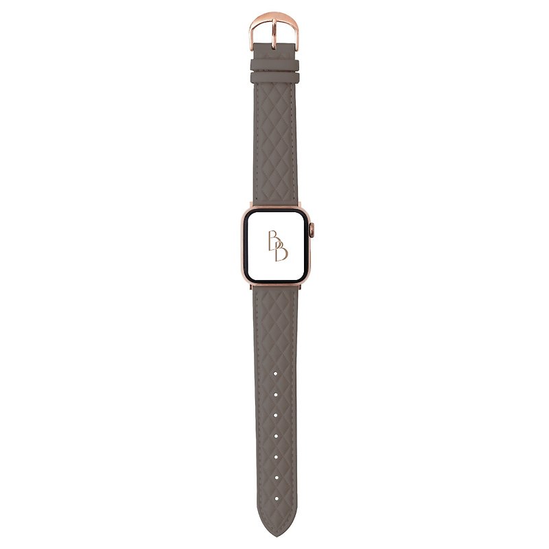 Apple Watch 菱格可可灰棕 真皮錶帶 S8/7/6/5/4/3/SE - 錶帶 - 真皮 咖啡色