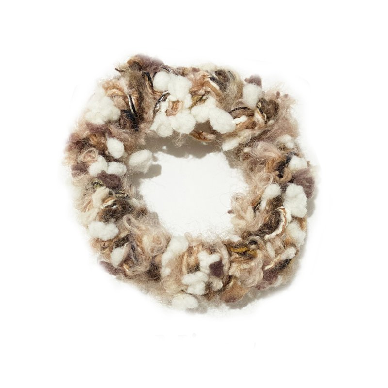 手編毛線泰迪熊髮圈.髮飾 - 髮夾/髮圈 - 樹脂 咖啡色