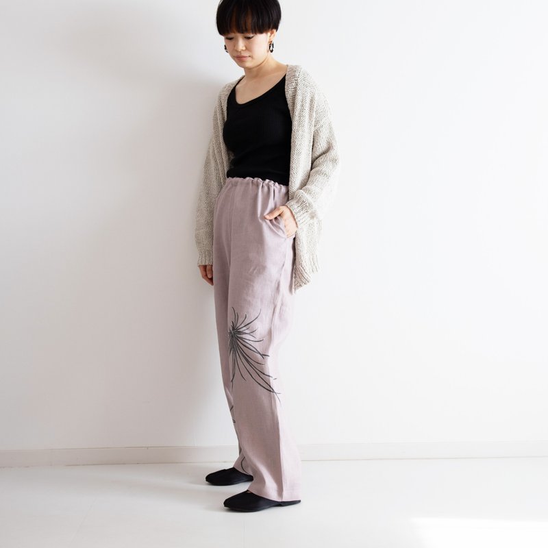 Linen Tapered Pants Sumirangiku - Women's Pants - Cotton & Hemp Pink