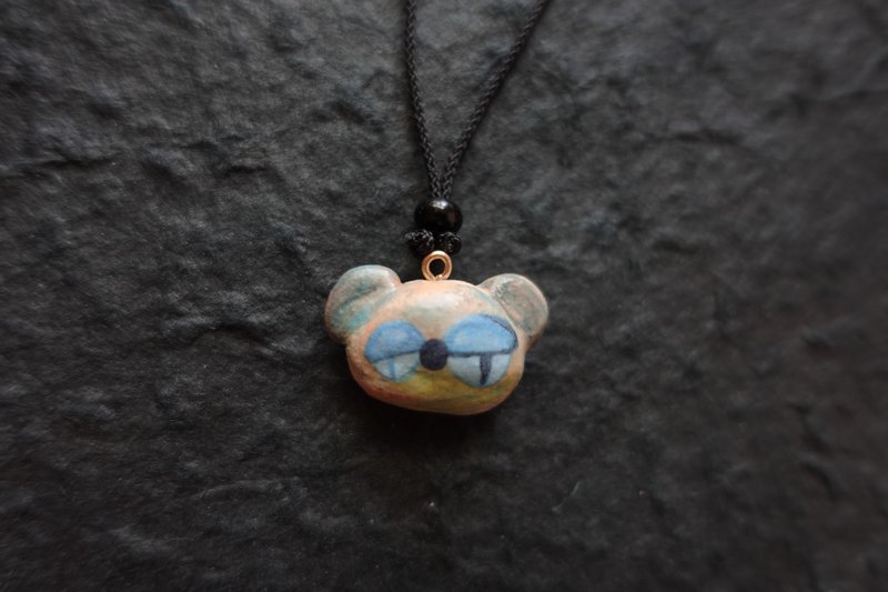 Original handmade ceramic necklace, cute bear pendant, unique design, customizable gift - Necklaces - Pottery Multicolor