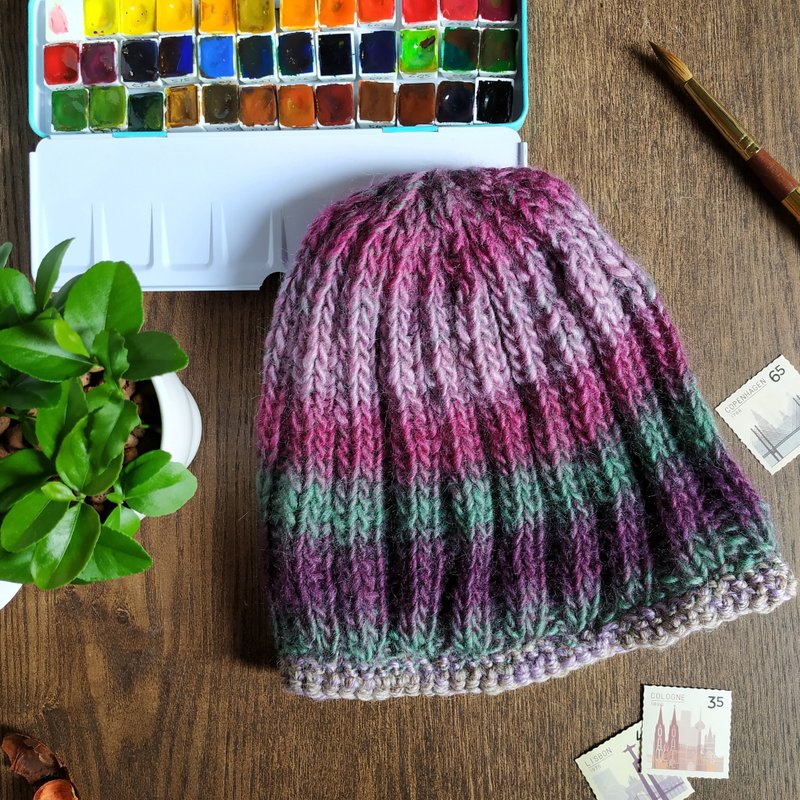 Handmade soft soft wool hat thin section-Aurora night cool - Hats & Caps - Wool 