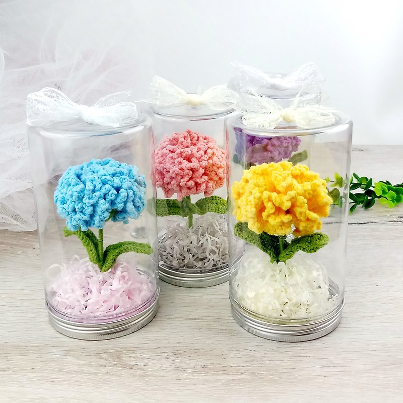 Carnation Flower Pot Hand Crochet Flower Ornament Mother's Day Home Furnishing Birthday Gift Exchange Gift - Items for Display - Cotton & Hemp Multicolor